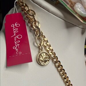 Lilly Pulitzer Gold Chain Necklace with Charm, bracelet & earring SET